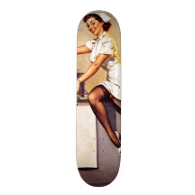 Vintage Retro Gil Elvgren Nurse Pin Up Girl Skate Deck