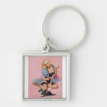 Vintage Retro Gil Elvgren Pin Up Girl Key Chain