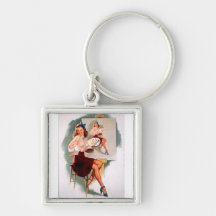 Vintage Retro Gil Elvgren Pin Up Girl Key Chain