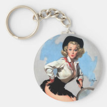 Vintage Retro Gil Elvgren Pin Up Girl Keychain
