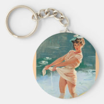 Vintage Retro Gil Elvgren Pin Up Girl Keychain