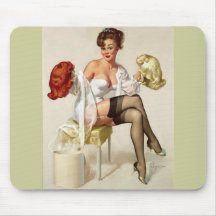 Vintage Retro Gil Elvgren Pin Up Girl Mouse Pad