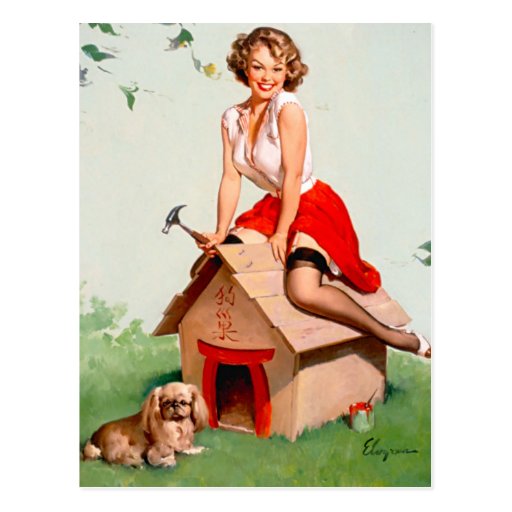 Vintage Retro Gil Elvgren Pin Up Girl Postcard