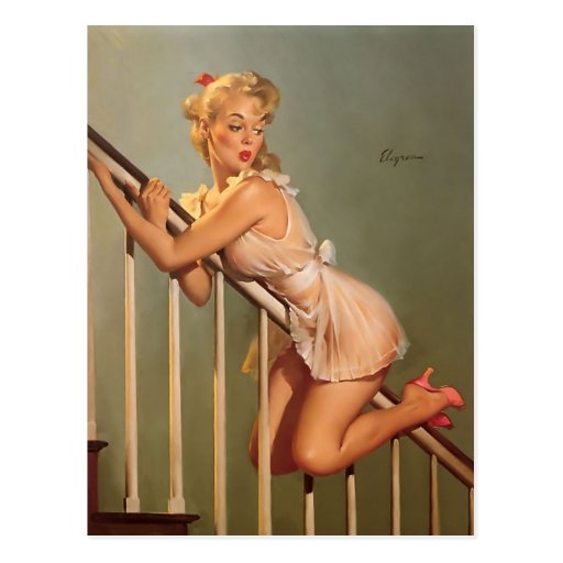 Vintage Retro Gil Elvgren Pin Up Girl Postcard