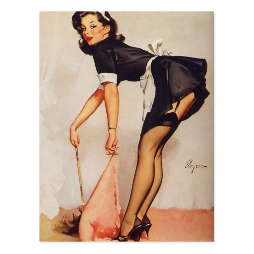 Vintage Retro Gil Elvgren Pin Up Girl Postcard