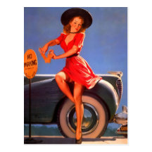 Vintage Retro Gil Elvgren Pin Up Girl Postcard