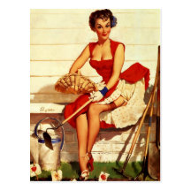 Vintage Retro Gil Elvgren Pin Up Girl Postcard
