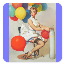 Vintage Retro Gil Elvgren Pin Up Girl Square Stickers