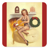 Vintage Retro Gil Elvgren Pin Up Girl Square Stickers