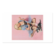 Vintage Retro Gil Elvgren Pin Up Girl Rectangle Sticker