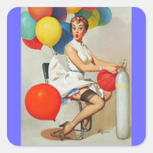 Vintage Retro Gil Elvgren Pin Up Girl Square Stickers