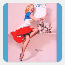 Vintage Retro Gil Elvgren Pin Up Girl Square Stickers