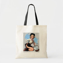 Vintage Retro Gil Elvgren Pin Up Girl Tote Bags