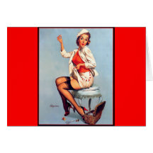 Vintage Retro Gil Elvgren Sewing Pin UP Girl Card