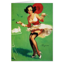 Vintage Retro Gil Elvgren Tea Time Pinup Girl Greeting Cards