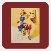 Vintage Retro Gil Elvgren telephone pin up Girl Sticker