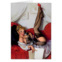 Vintage Retro Gil Elvgren Telephone Pinup girl Greeting Card