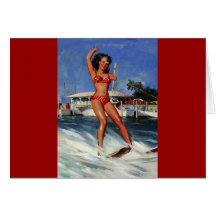 Vintage Retro Gil Elvgren Water Ski pinup girl Greeting Card