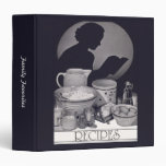 Vintage Retro Housewife Recipe Black and White 3 Ring Binder