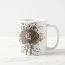 Vintage Retro Pattern Monogram L Coffee Mugs