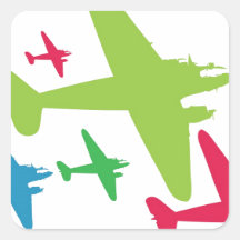 Vintage Retro Planes In Formation Square Sticker