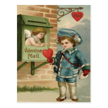 Vintage Retro Victorian Boy Mail Cupid Valentine C Post Cards
