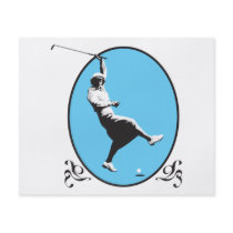 vintage retro woman golfer golfing design flyers