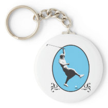 vintage retro woman golfer golfing design keychains