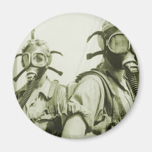 Vintage Retro Women 40s WW2 Military Gas Masks Magnet