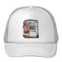 Vintage Retro Women 50s Kitchen Full Refrigerator Trucker Hat