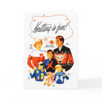 Vintage Retro Women 60s Knitting is Fun! Card