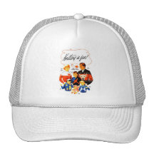 Vintage Retro Women 60s Knitting is Fun! Trucker Hats