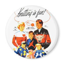 Vintage Retro Women 60s Knitting is Fun! Refrigerator Magnet
