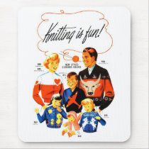 Vintage Retro Women 60s Knitting is Fun! Mouse Pad