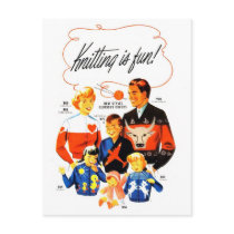 Vintage Retro Women 60s Knitting is Fun! Post Card