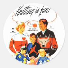 Vintage Retro Women 60s Knitting is Fun! Sticker
