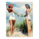 Vintage Retro Women 60s Surfing Beach Girls Postcards