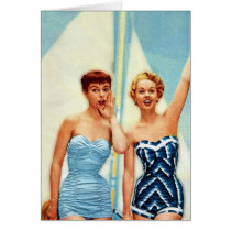Vintage Retro Women 60s Swimwear Surfs Up! Cards