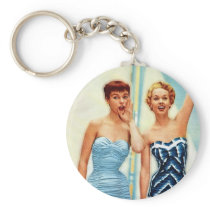 Vintage Retro Women 60s Swimwear Surfs Up! Key Chains