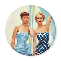 Vintage Retro Women 60s Swimwear Surfs Up! Refrigerator Magnet