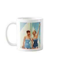 Vintage Retro Women 60s Swimwear Surfs Up! Coffee Mugs