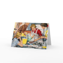 Vintage Retro Women Ad Let's Bake a Cake Greeting Card