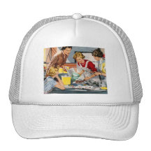 Vintage Retro Women Ad Let's Bake a Cake Hat