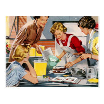 Vintage Retro Women Ad Let's Bake a Cake Post Cards