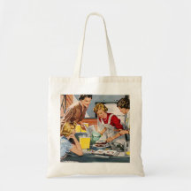 Vintage Retro Women Ad Let's Bake a Cake Tote Bag