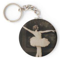 Vintage Retro Women Ballet Dancer Woman Keychain