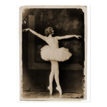 Vintage Retro Women Ballet Dancer Woman Postcard