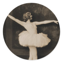 Vintage Retro Women Ballet Dancer Woman Round Sticker