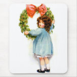 Vintage Retro Women Christmas Victorian Girl Mousepad