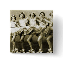 Vintage Retro Women Dancing Queens Girls Pinback Button